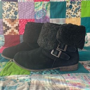 BearPaw Buckle wool blend cow suede sheep skin boots size 10